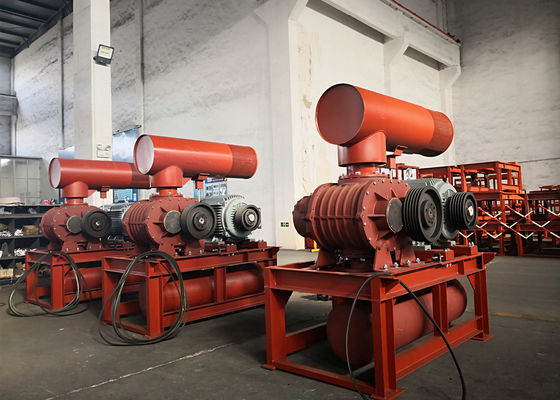 0.8 بار 132kw 10 " 850-1500 Rpm 71.52-116.5m3/Min Tri Lobe Roots Blower